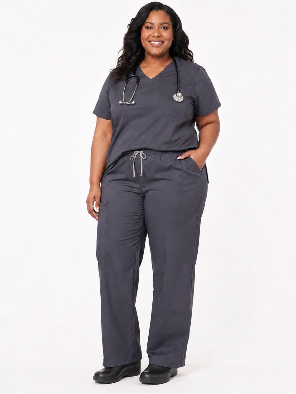 WonderWink WonderWORK Scrub Pants 4X Gray Cargo Drawstring Straight Leg Medical